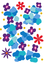 Tapis tufté décoratif représentant des fleurs rétro colorées dans un style bohème – Collection Julie Gosse.